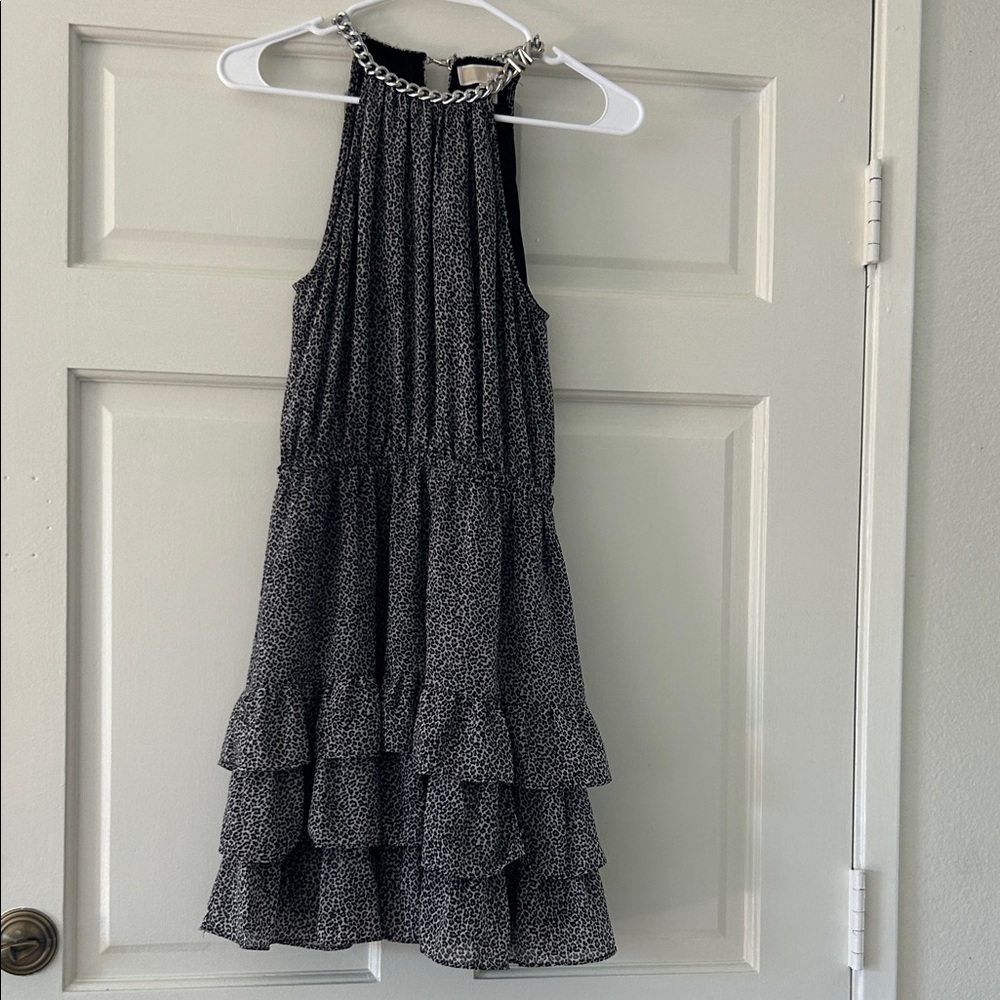 MICHAEL Michael Kors Black and White Tiered Mini Dress